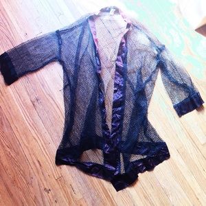 Black Vintage Fishnet Robe